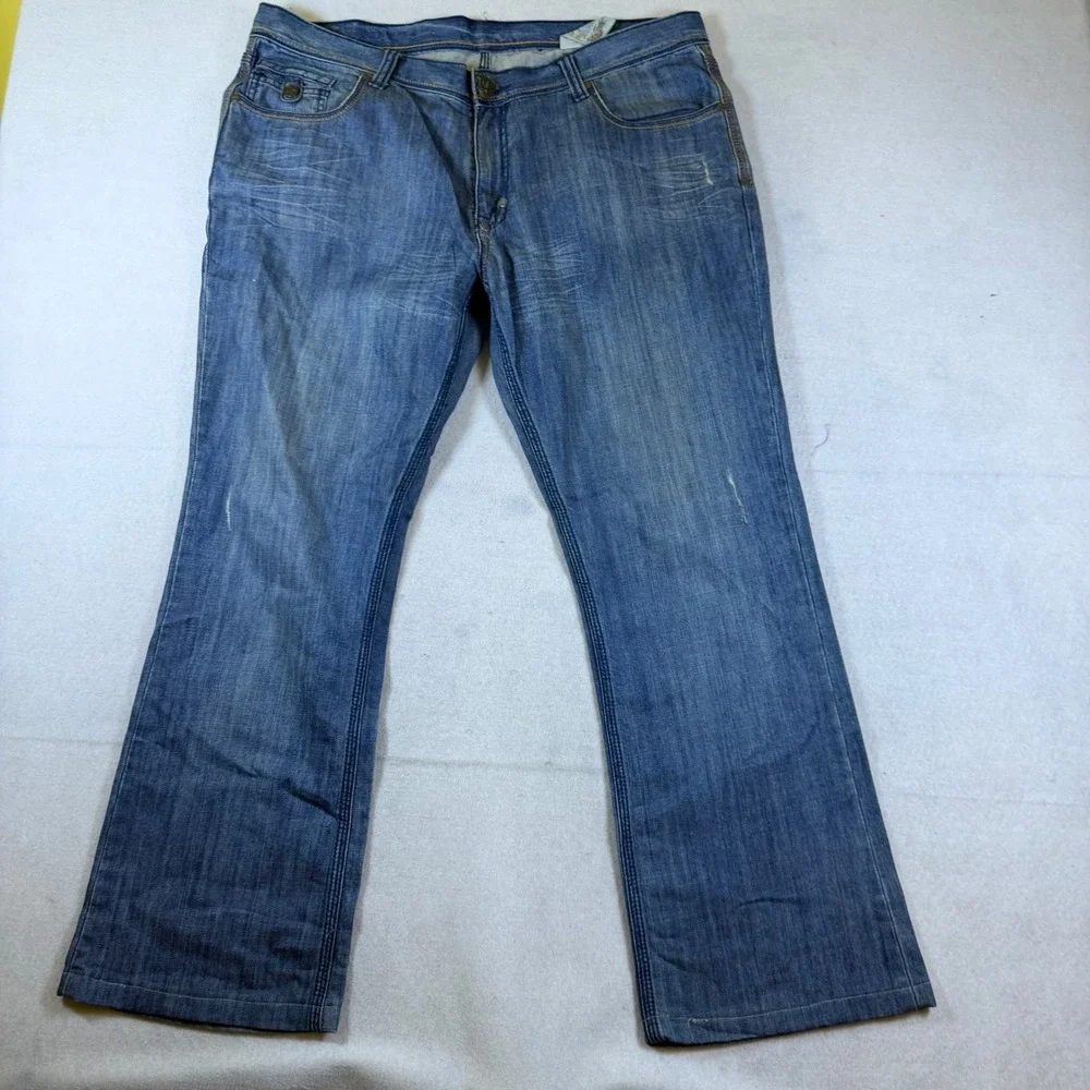 Blac Label Mens Embroidered Cross Relaxed Straight Leg Blue Denim Jeans Size 40